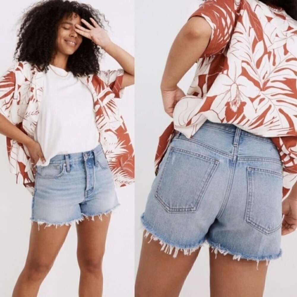 Madewell Relaxed Denim Shorts In Rosemount Wash Destroyed Hem Edition Women's 30